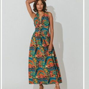 24.$450 NWT Cleobella Ayanna ankle  Tropical  cotton women’s dress sz L